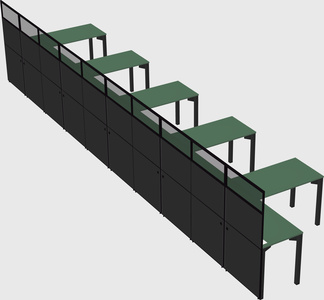 Shared l-shaped cubicle
