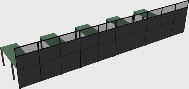 Shared l-shaped cubicle