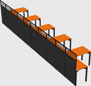 Shared l-shaped cubicle