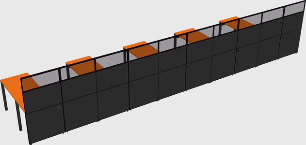 Shared l-shaped cubicle