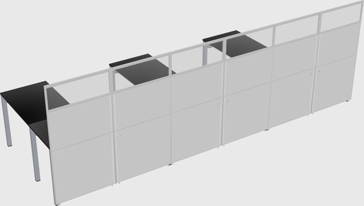 Shared l-shaped cubicle