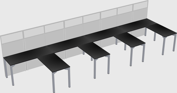 Shared l-shaped cubicle