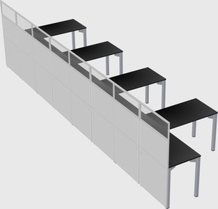 Shared l-shaped cubicle