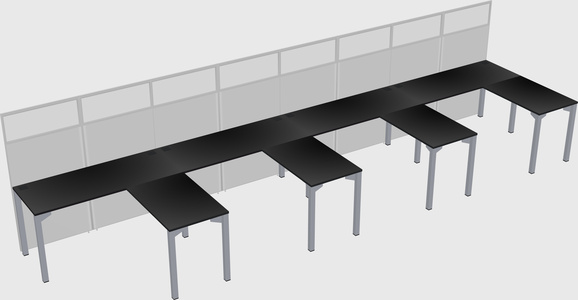 Shared l-shaped cubicle