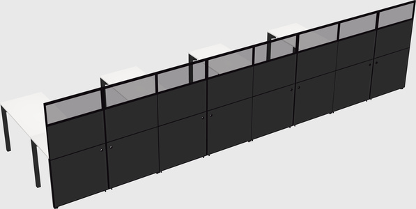 Shared l-shaped cubicle