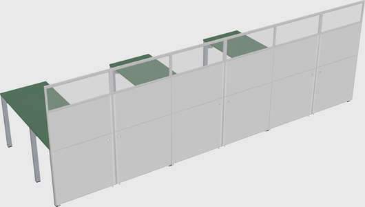 Shared l-shaped cubicle