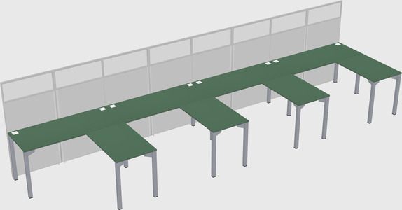 Shared l-shaped cubicle