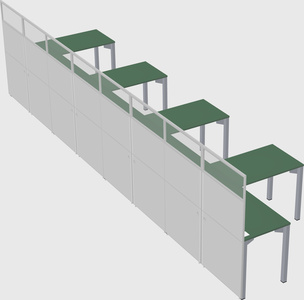 Shared l-shaped cubicle