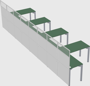 Shared l-shaped cubicle