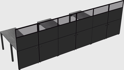 Shared l-shaped cubicle