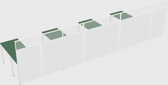 Shared l-shaped cubicle