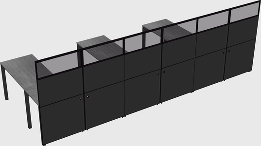 Shared l-shaped cubicle