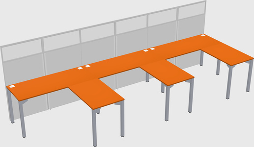 Shared l-shaped cubicle