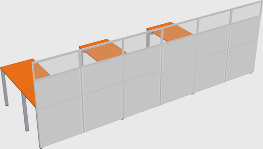 Shared l-shaped cubicle
