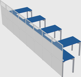 Shared l-shaped cubicle