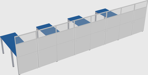 Shared l-shaped cubicle