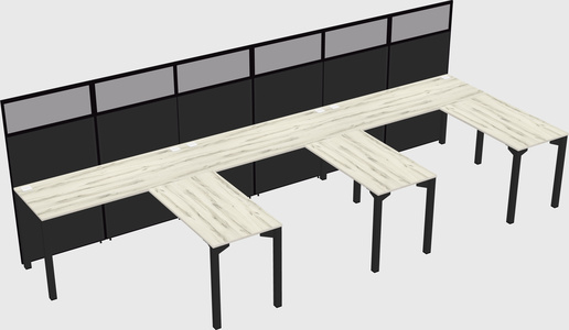 Shared l-shaped cubicle