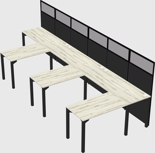 Shared l-shaped cubicle