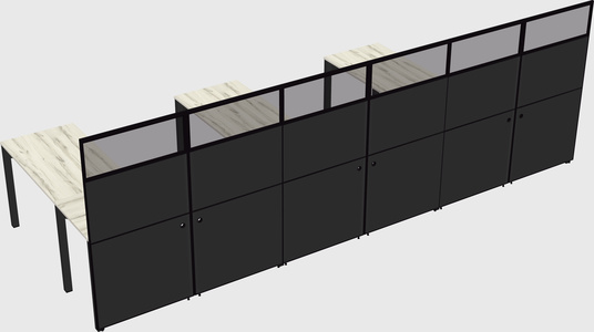 Shared l-shaped cubicle