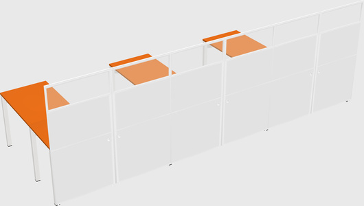 Shared l-shaped cubicle