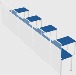 Shared l-shaped cubicle