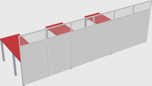 Shared l-shaped cubicle