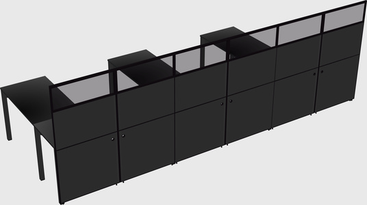 Shared l-shaped cubicle