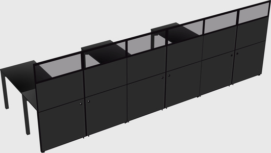 Shared l-shaped cubicle