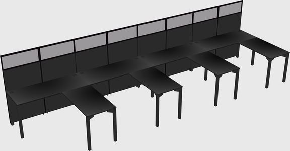 Shared l-shaped cubicle