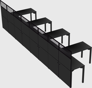 Shared l-shaped cubicle