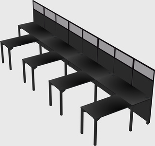 Shared l-shaped cubicle