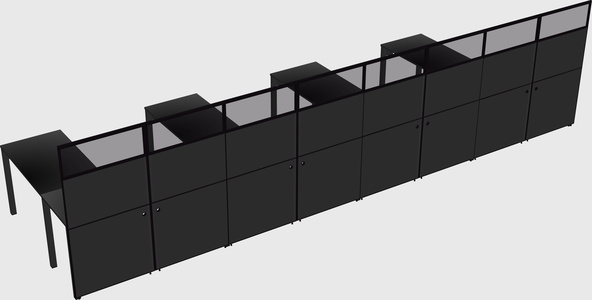 Shared l-shaped cubicle