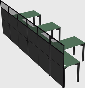 Shared l-shaped cubicle