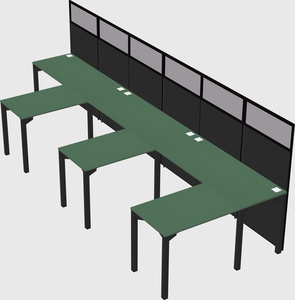 Shared l-shaped cubicle