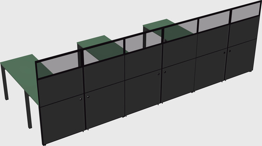 Shared l-shaped cubicle