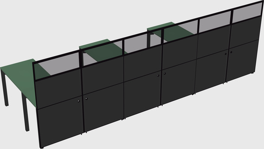 Shared l-shaped cubicle