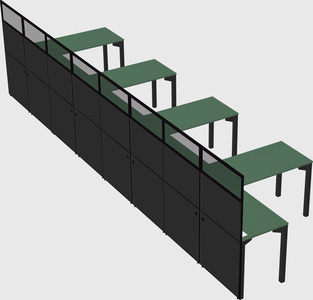 Shared l-shaped cubicle