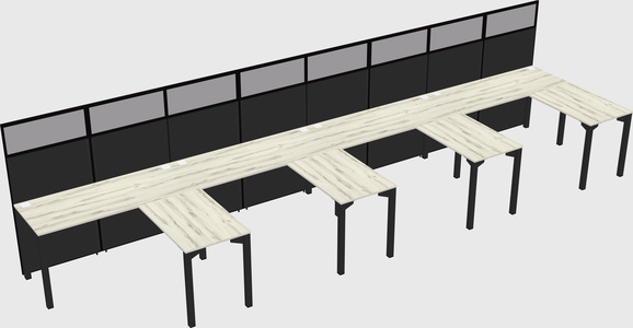Shared l-shaped cubicle