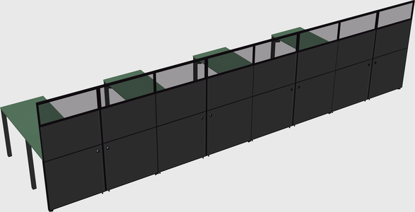 Shared l-shaped cubicle
