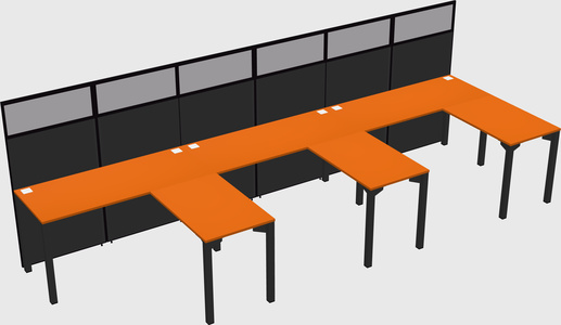 Shared l-shaped cubicle