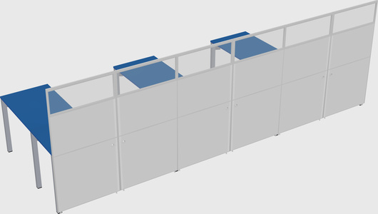 Shared l-shaped cubicle
