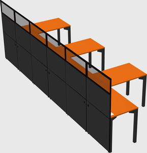 Shared l-shaped cubicle