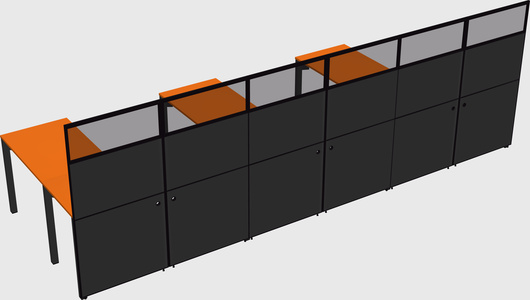 Shared l-shaped cubicle