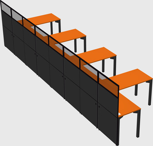 Shared l-shaped cubicle