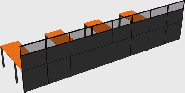 Shared l-shaped cubicle
