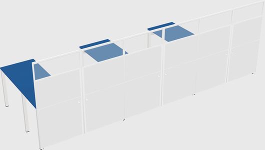 Shared l-shaped cubicle