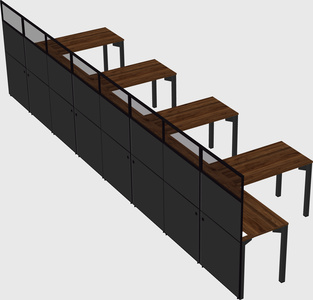 Shared l-shaped cubicle