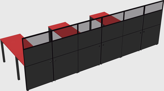 Shared l-shaped cubicle
