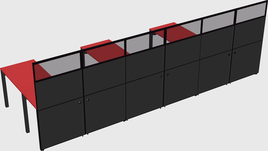 Shared l-shaped cubicle