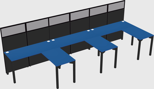 Shared l-shaped cubicle